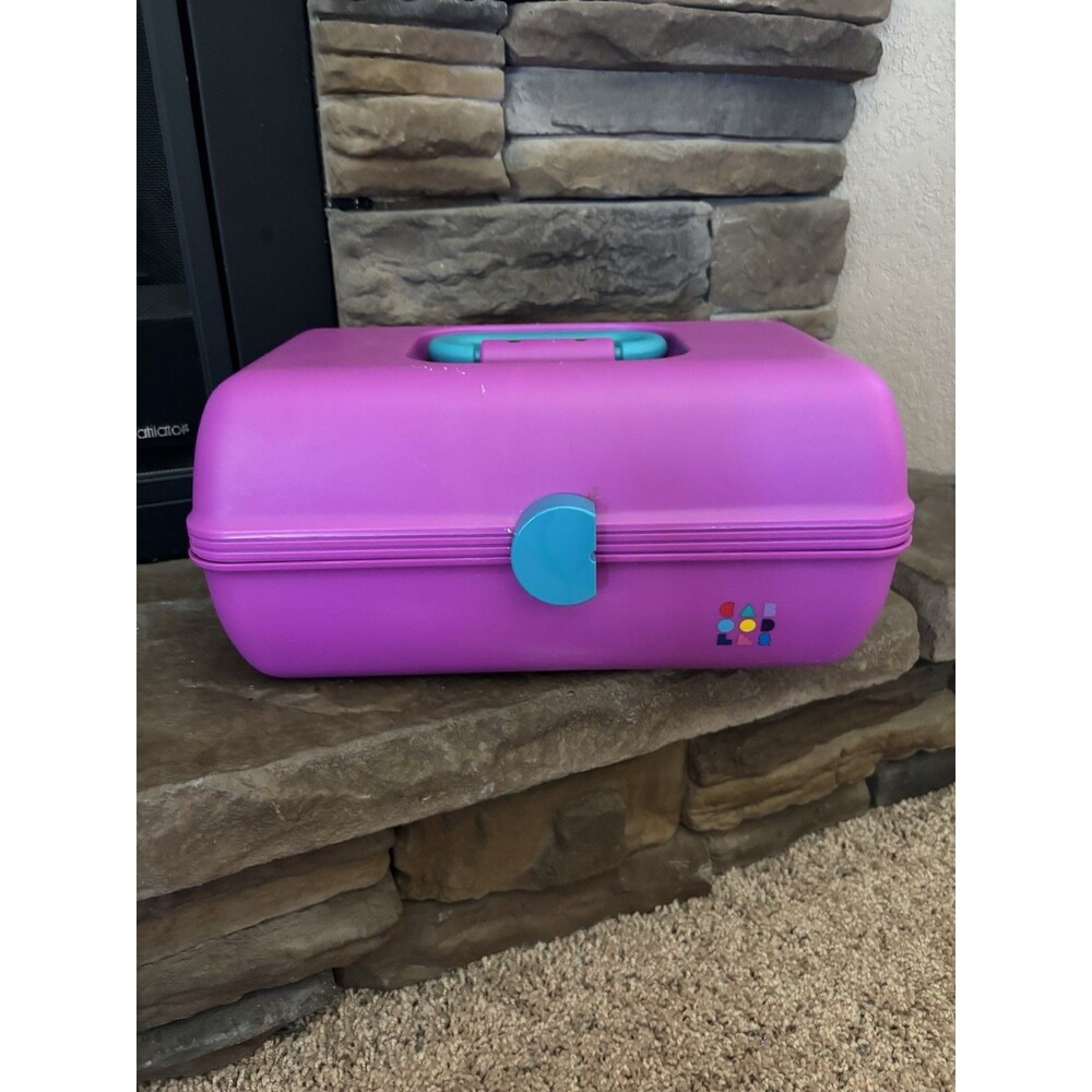 Retro Caboodles Purple Teal Makeup Case-Organizer w/Mirror & Tray Y2k USA Made